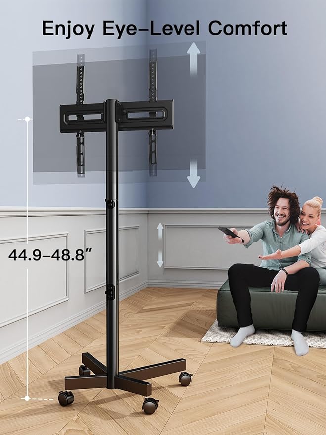 PERLESMITH Rolling TV Stand for 23–62 Inch TVs, Outdoor Mobile TV Cart Holds up