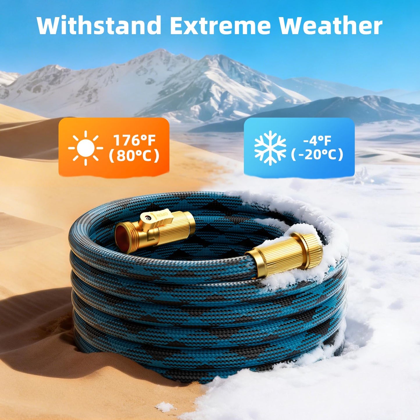 Garden Hose, Non-Expandable Water Hose 25 ft, Flexible, Kink & Leak Proof Water Pipe with 10-Function Spray Nozzle, Lightweight Outdoor Hose for Yard, Lawn, Car Wash, RV and Home Use