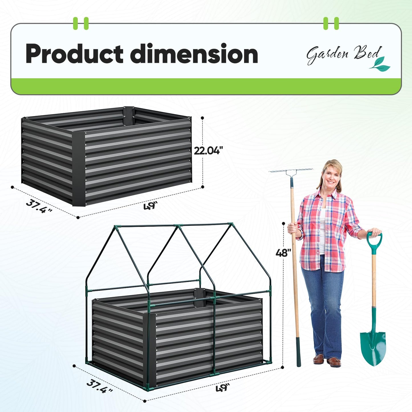 Quictent Raised Garden Bed Galvanized Raised Beds for Gardening Vegetables with Cover 4x3x2 ft Tall Metal Planter Box Outdoor Use (Clear)