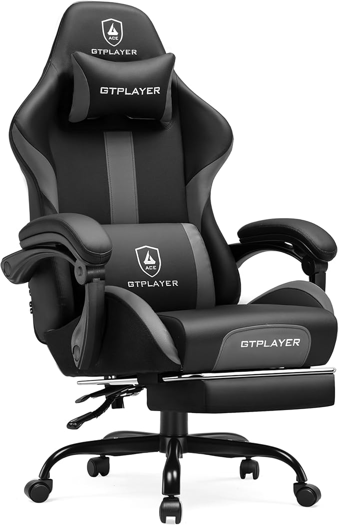 GTPLAYER Gaming Chair with Pocket Spring Cushion, Leather Office Chair with