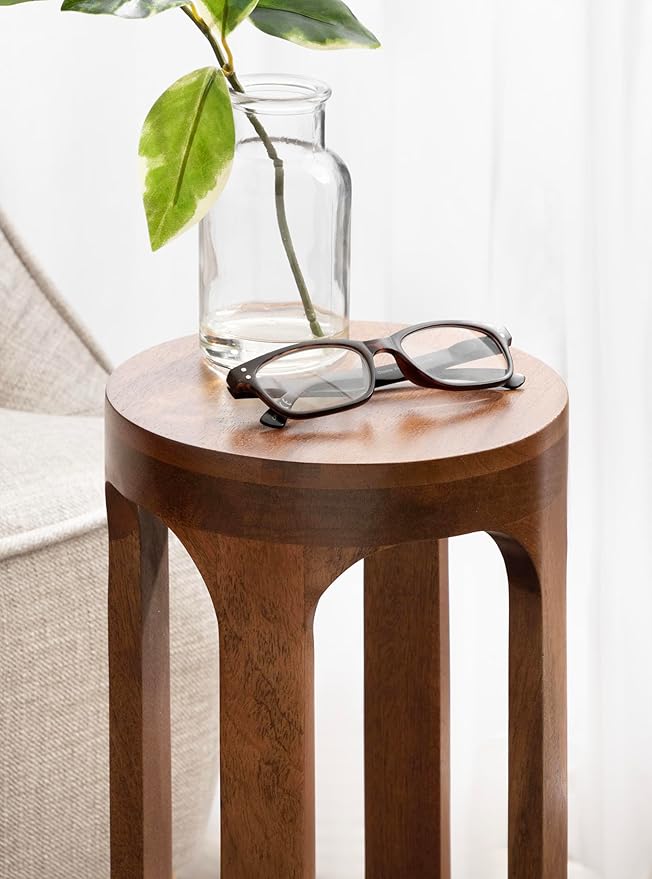 Kate and Laurel Dahl Wooden Round Drink Table; 8 x 23; Walnut Brown;
