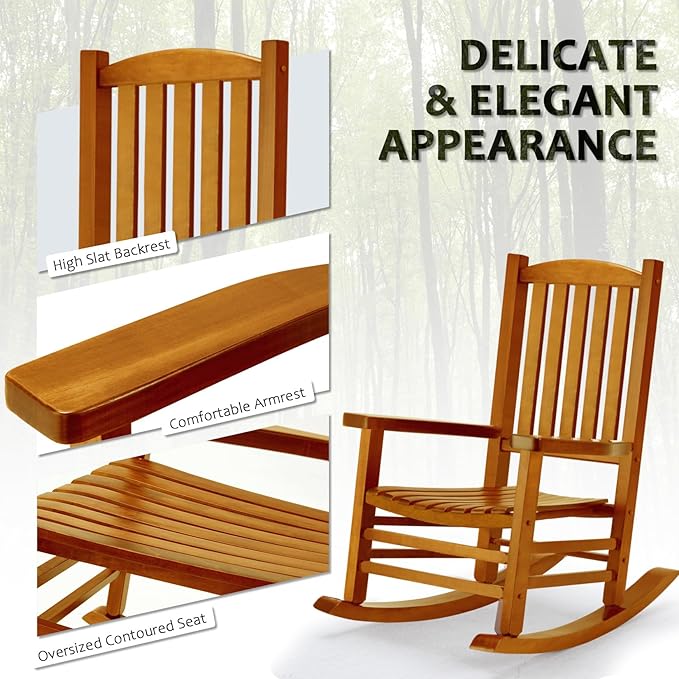 Hupmad Wooden Oversized Porch Rocker Chair