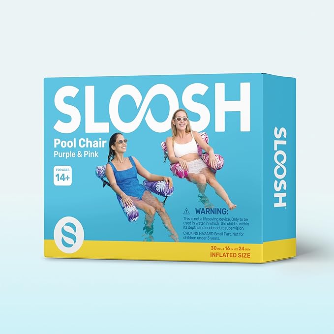 SLOOSH Inflatable Pool Floats Adult, 2 Packs Floating Lounge Chairs, Blow up