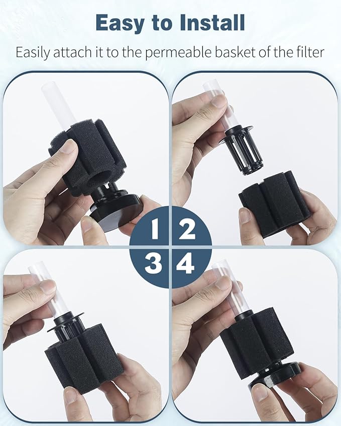 Pawfly 6 Pack Replacement Filter Sponges Aquarium Nano Bio Sponge Filter, Aquarium Filter Sponges Black Bio Foam for Fish Tank, Water Filtration Fish Tank Filter Accessories