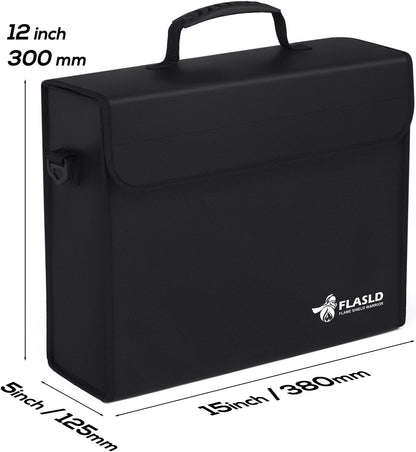 FLASLD Fireproof Document Bags, 15x12x5” Large Fireproof & Water Resistant Bag, Holder Home Office Portable Filing Storage for Valuables, Fireproof Folder FireSafe Box for Cash, Passport