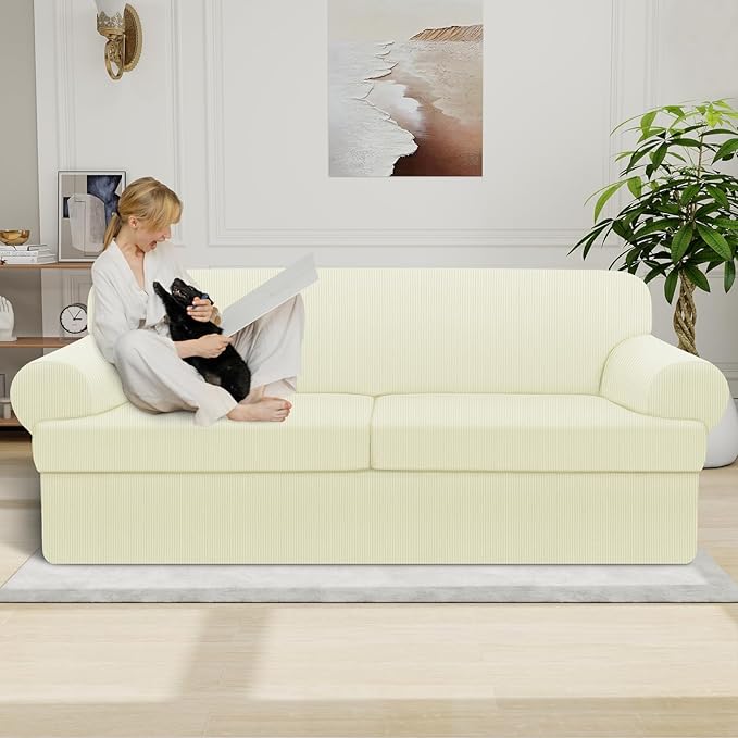Waterproof Couch Cover 3-Piece Set Striped Sofa Slipcovers