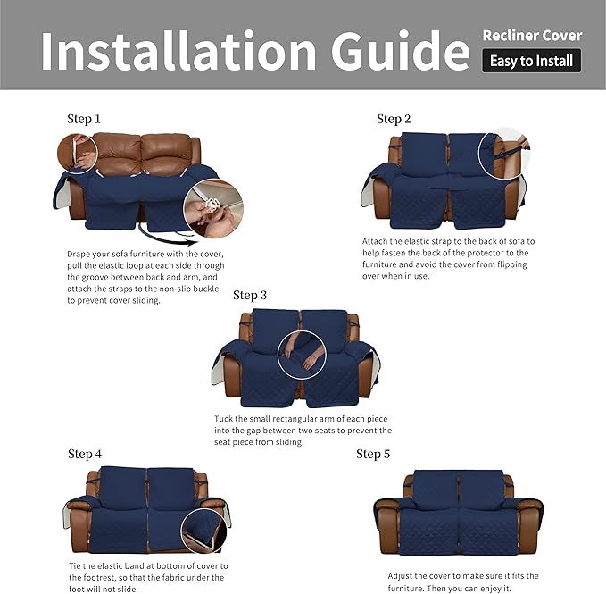 Easy-Going Oversized Loveseat Recliner Cover, Reversible Couch Cover