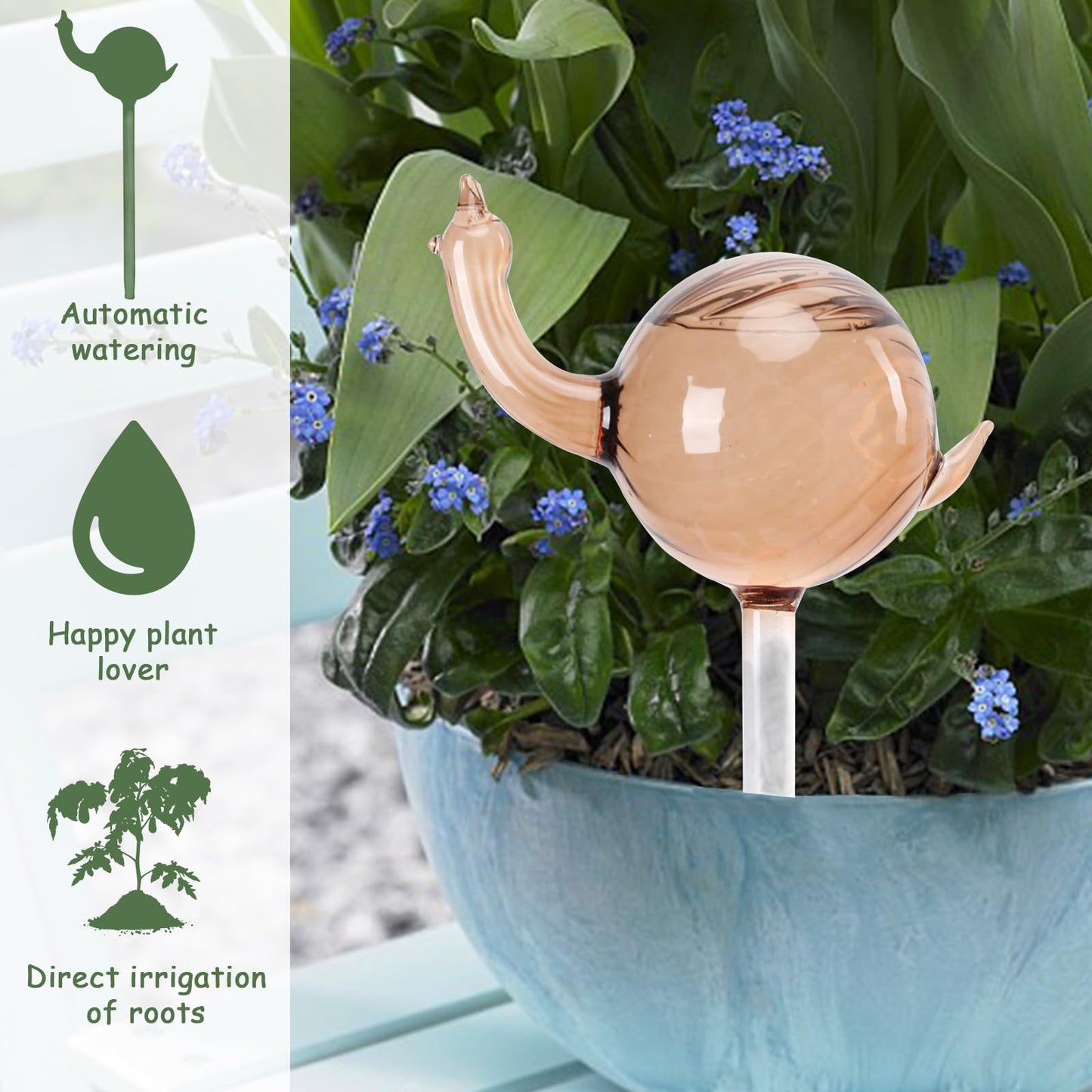 Chonsun Glass Plant Watering Globes 3PCS Plant Watering Devices Self Watering Planter Insert Automatic Plant Waterer Indoor Snail Decoration