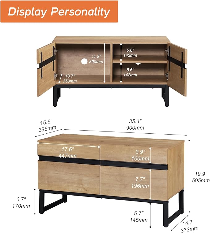 WAMPAT Modern TV Stand for 26-40 Inch TVs, Wood Entertainment Center