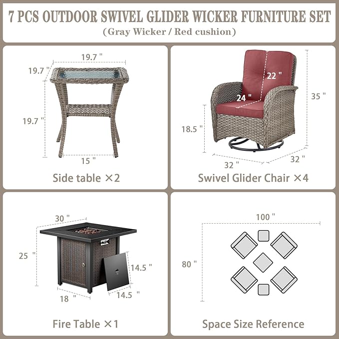 Belord 7 Piece Wicker Patio Furniture Set