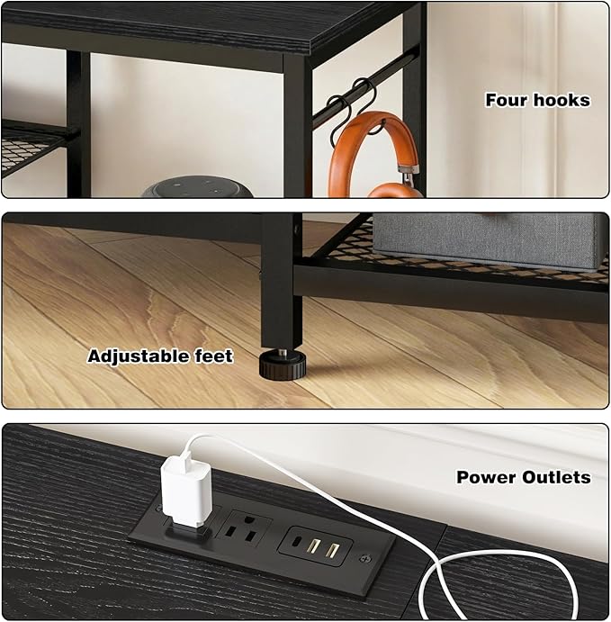 YGEOMER TV Stand for Up to 65 Inch TVs, Entertainment Center