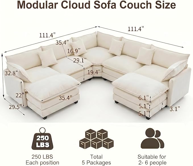 111.4" V-Shaped Corner Couch Sectional