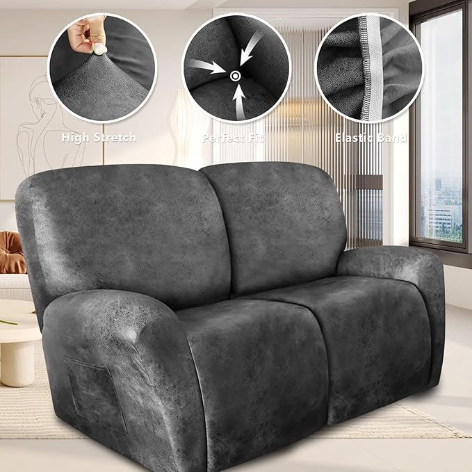 ANARACHON Loveseat Recliner Cover Leather Look Recliner Loveseat Covers