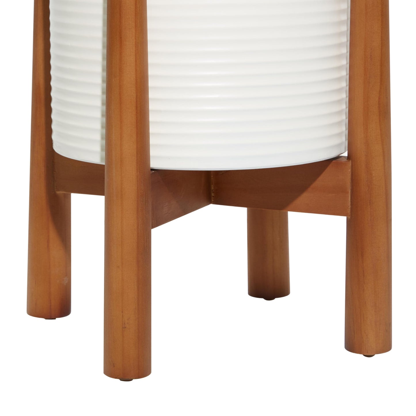 Deco 79 Metal Indoor Outdoor Planter Large Planter Pot with Removable Wood Stand, Set of 2 Planters 17", 15"H, White
