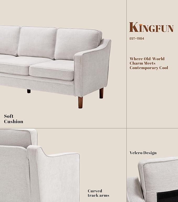 Kingfun Living Room Furniture Sets, 3 Seater Couch and Loveseat, Mid Century