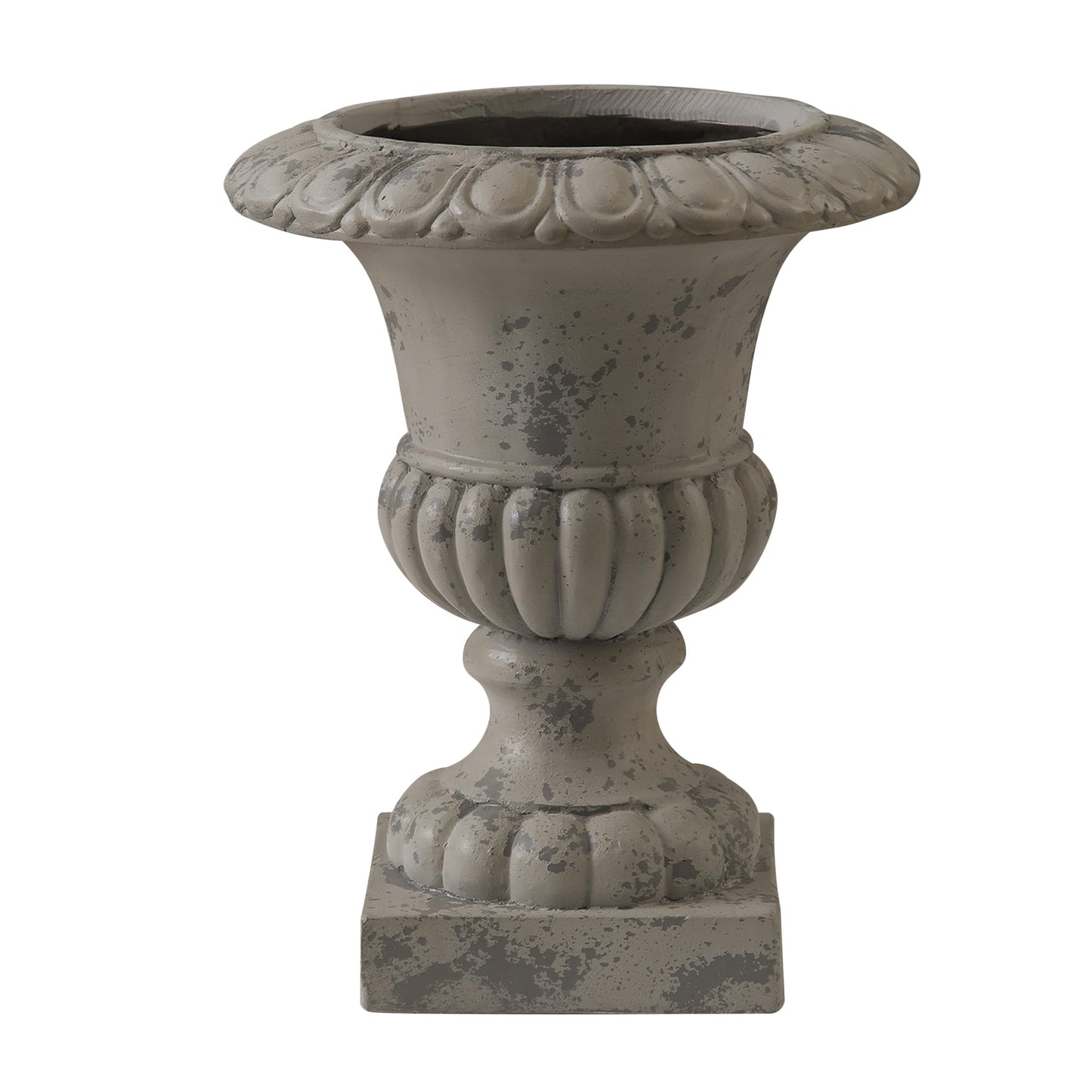 SOFE Rustic Grey Outdoor Urn Planter 16 Inches Tall, Resin Planter Pot Retro Pedestal Planters for Outdoor Plants, Farmhouse Front Porch Planters, Flower Pots for Patios