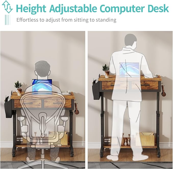 Small Portable Standing Rolling Desk