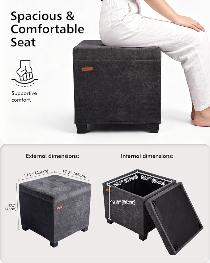 ABHENG Chenille Cover Steel Frame Ottoman