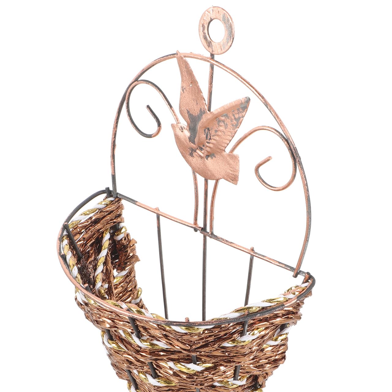 Abaodam 2Pcs Wall Hanging Flower Pots Rattan Planter Basket Set 12.40X5.51X2.75In Space-Saving Wall Mounted Flowerpot Decor for Indoor Outdoor Garden Patio
