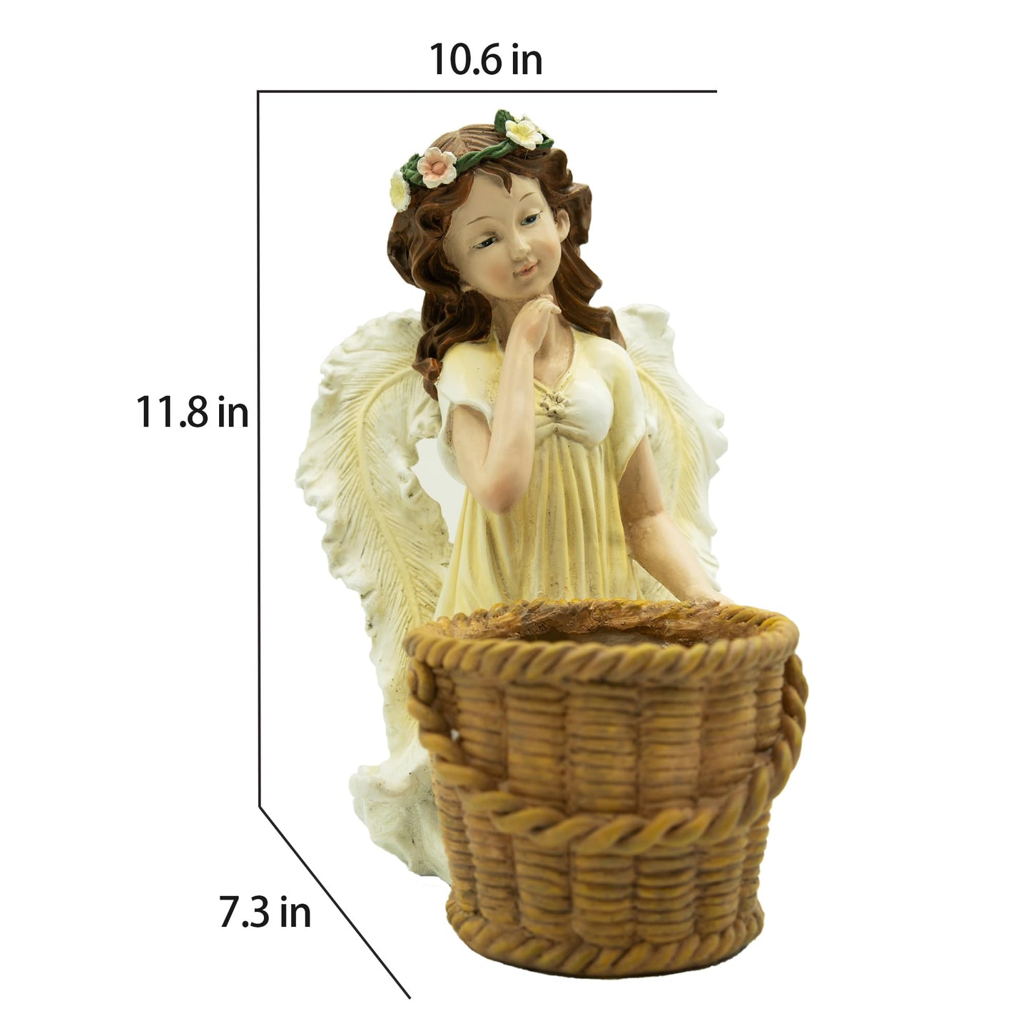 Floryden Garden Angel Planter, 11.8 inch Decorative Resin Fairy Flower Pot, Hand Painted Outdoor Patio Figurine