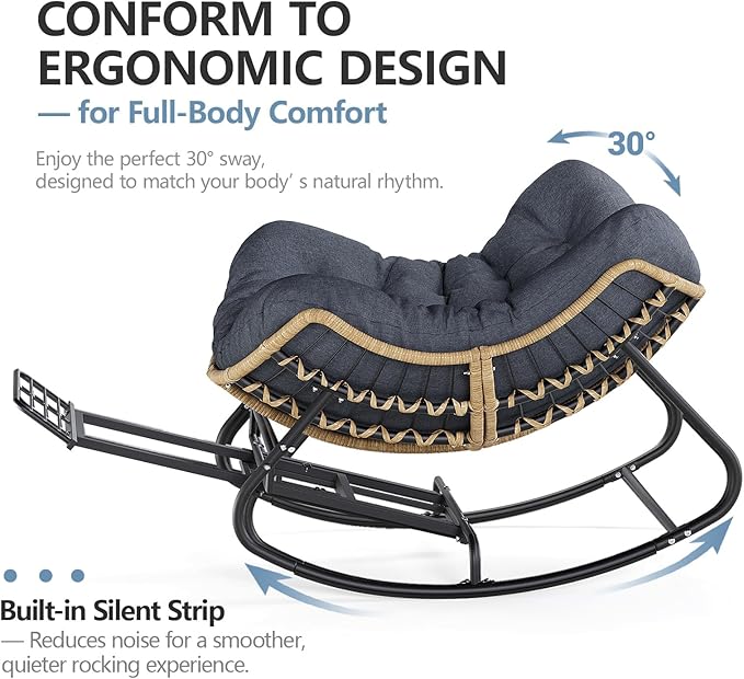 SWITTE Outdoor Papasan Rocking Chair