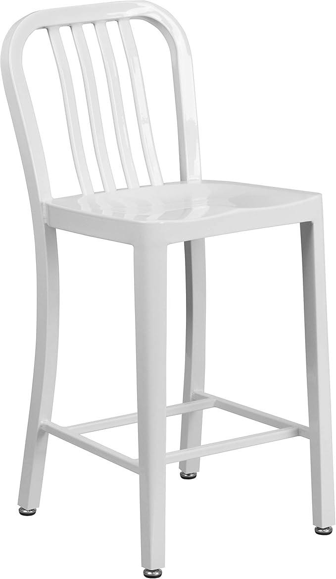 Flash Furniture Gael Commercial Grade 2 Pack 24" High White Metal