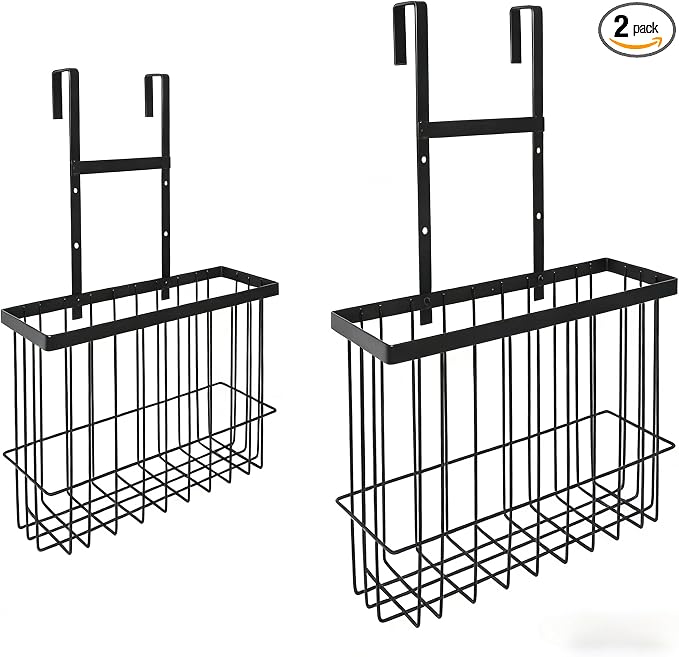 2 Pack Cabinet Door Organizer, Houseware Over the Cabinet Door Organizer, Kitchen Aluminum Foil Organizers for Cutting Board, Baking Sheet, Foil, Plastic Wrap, Kitchen Organizers and Storage, Black