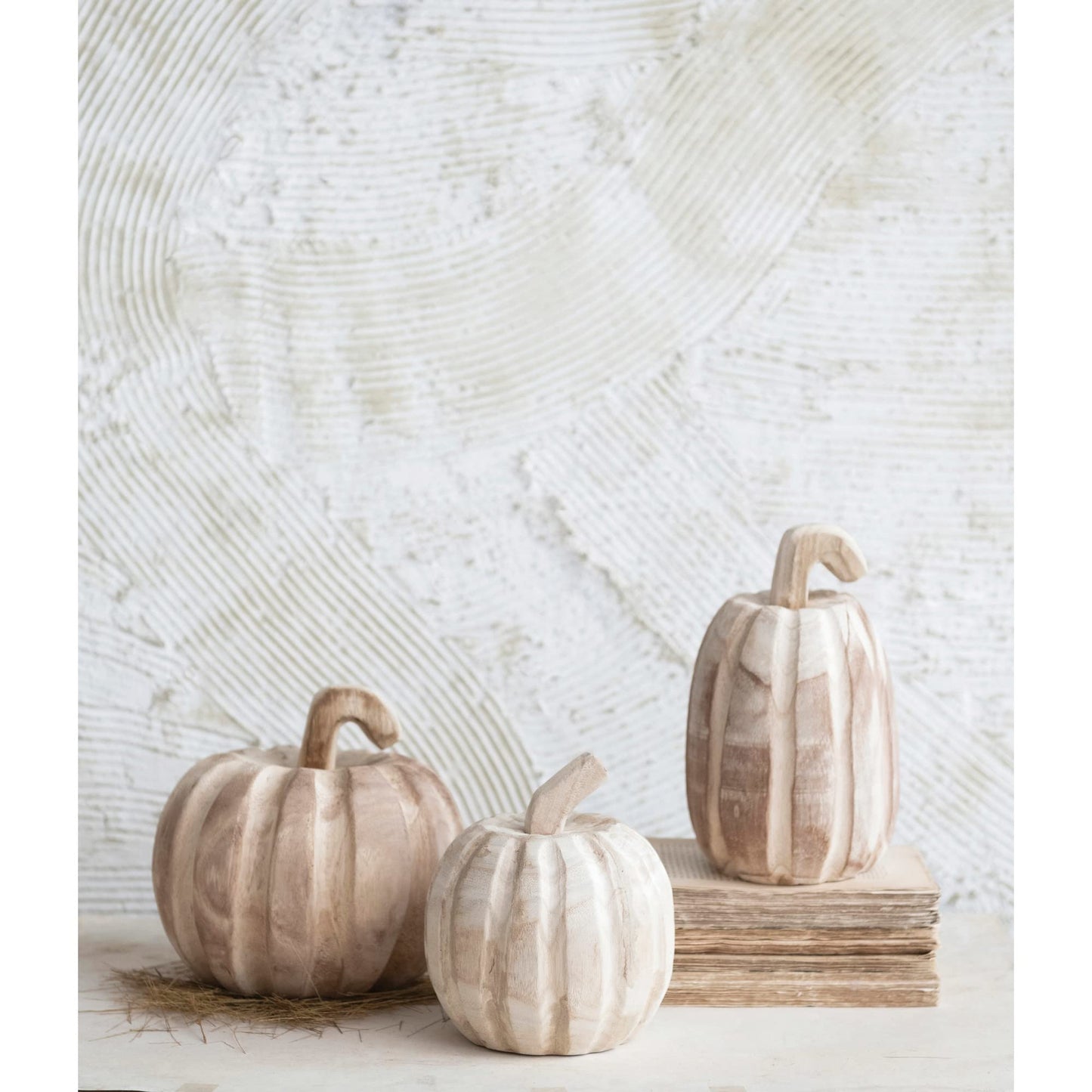 Creative Co-Op Hand-Carved Paulownia Wood Pumpkin
