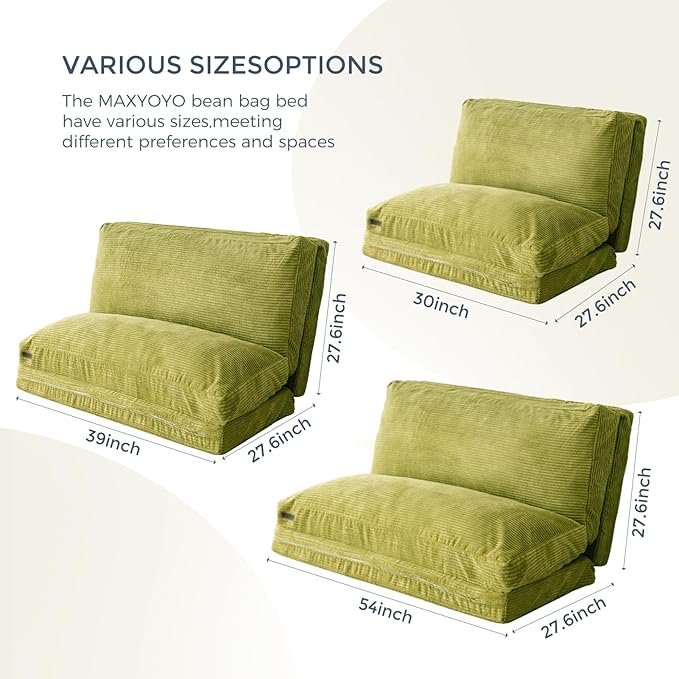 MAXYOYO Folding Sofa Bed, Extra Thick and Long Floor Sofa Convertible Sleeper