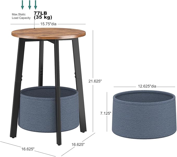 sthmec Small Round Side End Table Set of 2