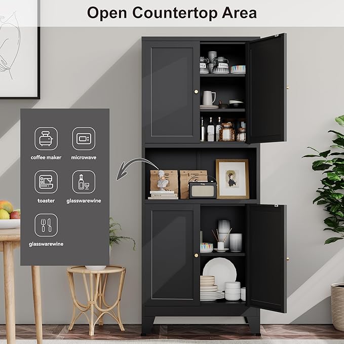 YAUWOH 69" Tall Metal Pantry Cabinet
