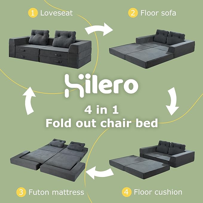 Folding Sofa Bed, 4 in 1 Convertible Sleeper Chair