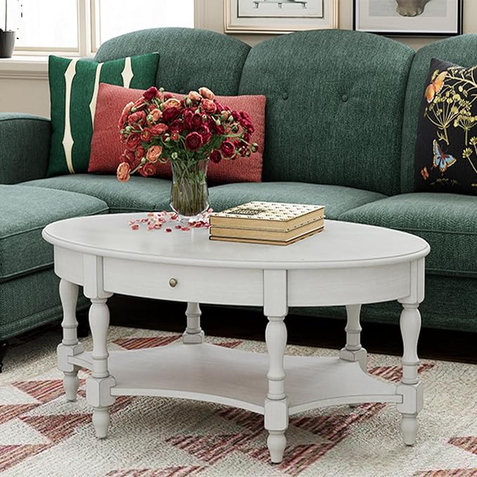 Solid Wood Oval Coffee Table