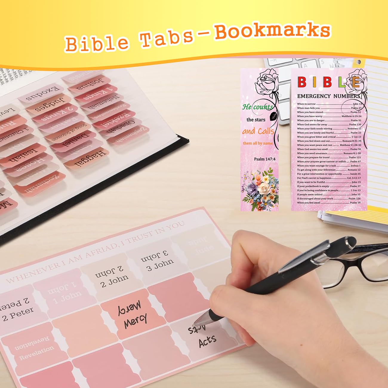 Cdnixwm Pink Bible Study Journaling Kit with Bag for Women, Annotation Kit with Highlighters and Pens, Pencil Case, Emergency Numbers, Notebook and More, Christian Gifts for Bible Study (White-L)