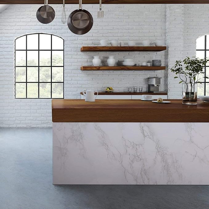 practicalWs Marble Wallpaper Granite White and Grey Paper Roll 23.6" x 118"