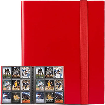 GEAoffice Card Binder, 9 Pockets Trading Card Album Folder, 360 Side Loading Pocket Binder for MTG and Other TCG, Red