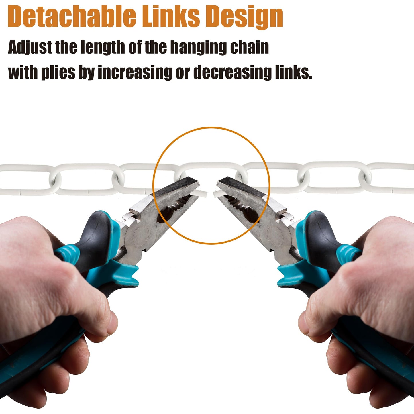 Omytie 12 Ft Heavy Duty Hanging Chain Kit with Connection Locks & Swag Ceiling Hooks for Lighting Fixture, Chandelier, Pendant, Lantern, Swag Lamp, Plant/Flower/Fruit Basket, Bird Feeder (White)