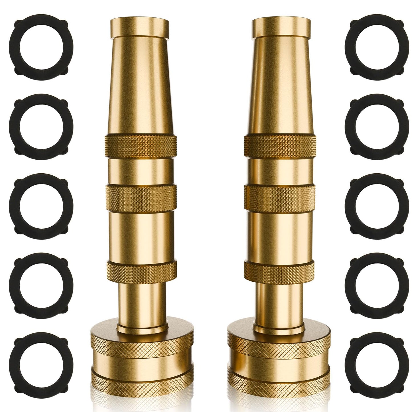 ENNSOO Garden Hose Nozzle Brass Water Nozzle, Brass Hose Nozzle with Adjustable Spray Rotates, High Pressure Hose Nozzle Spray Nozzles for Garden Hose(2 Pack)