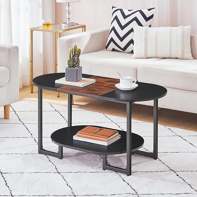 HOOBRO Coffee Table for Living Room, Oval Small Coffee Table