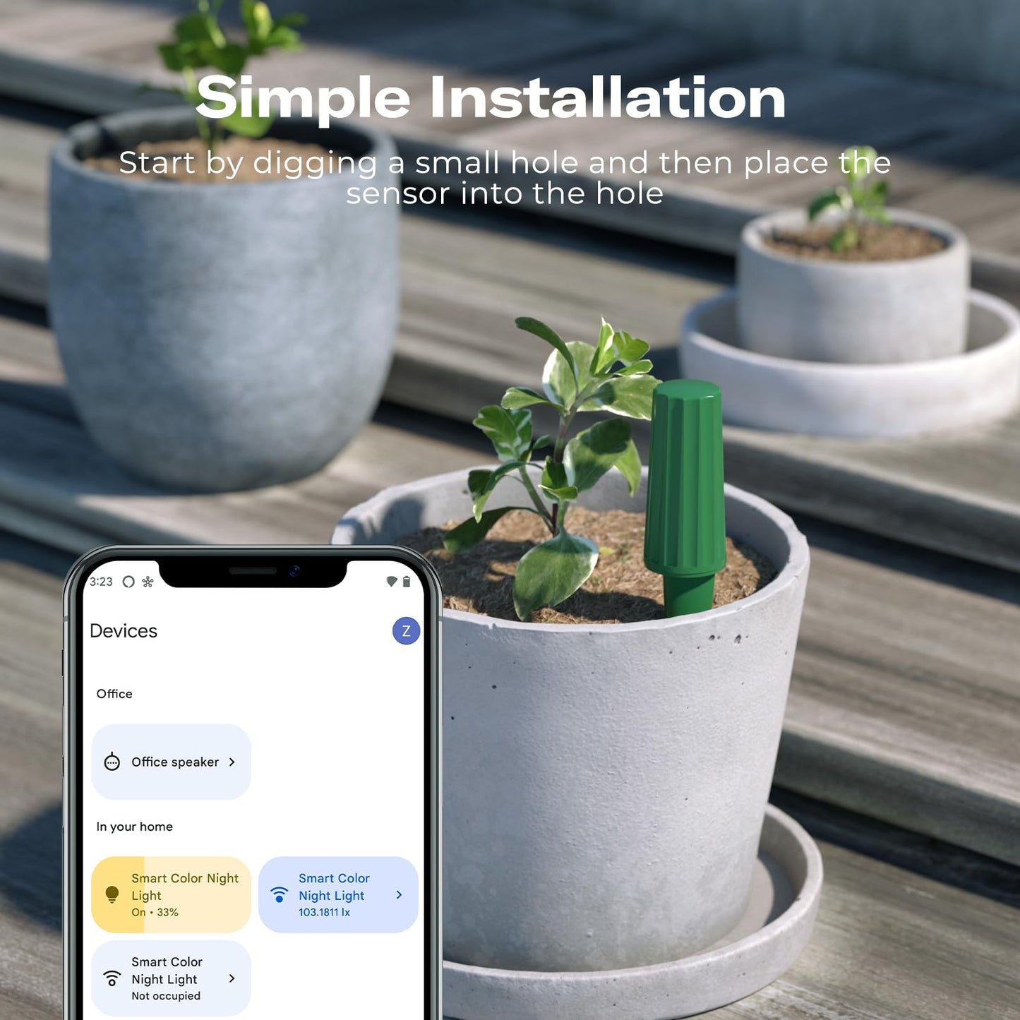 THIRDREALITY Smart Soil Moisture Sensor Gen2 3Pack,Zigbee hub Needed, nhanced Signal Stability,Capacitive Moisture Monitoring,Garden Planting, Compatible with Hubitat,SmartThings,Home Assistant,Homey