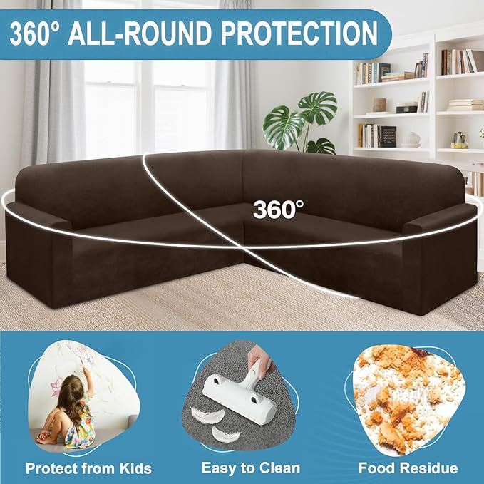 HDCAXKJ Corner Sectional Couch Covers Velvet Stretch L Shape Sofa Cover Soft