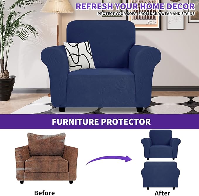 ZNSAYOTX Super Stretch Chair Slipcover, New Striped Sofa Chair Covers