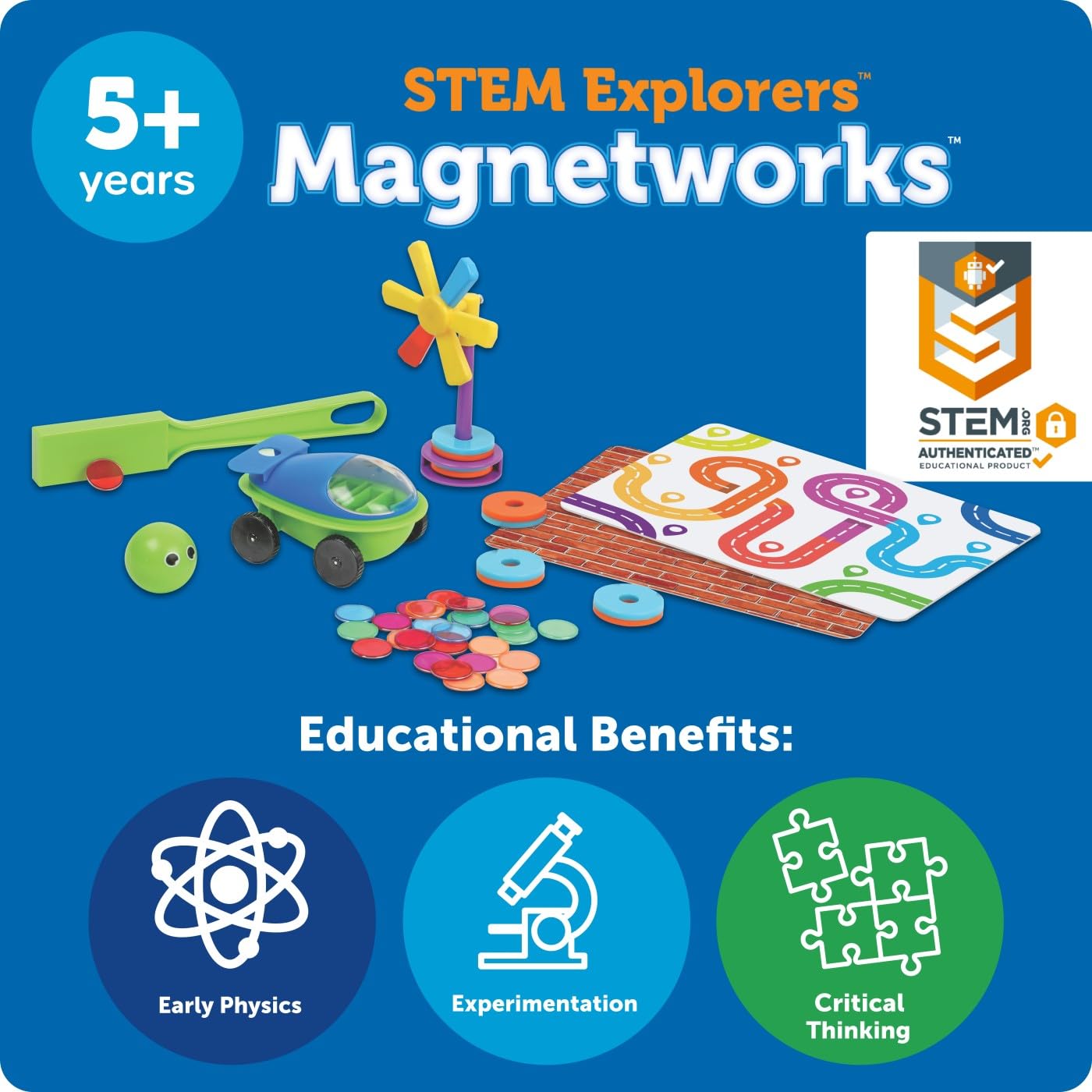 Learning Resources STEM Explorers Magnetworks, Magnetic Science Set, Physics Experiment Toys for Kids, Kindergarten and Preschool Classroom, Force and Motion Kit for Boys and Girls, Ages 5 and Up