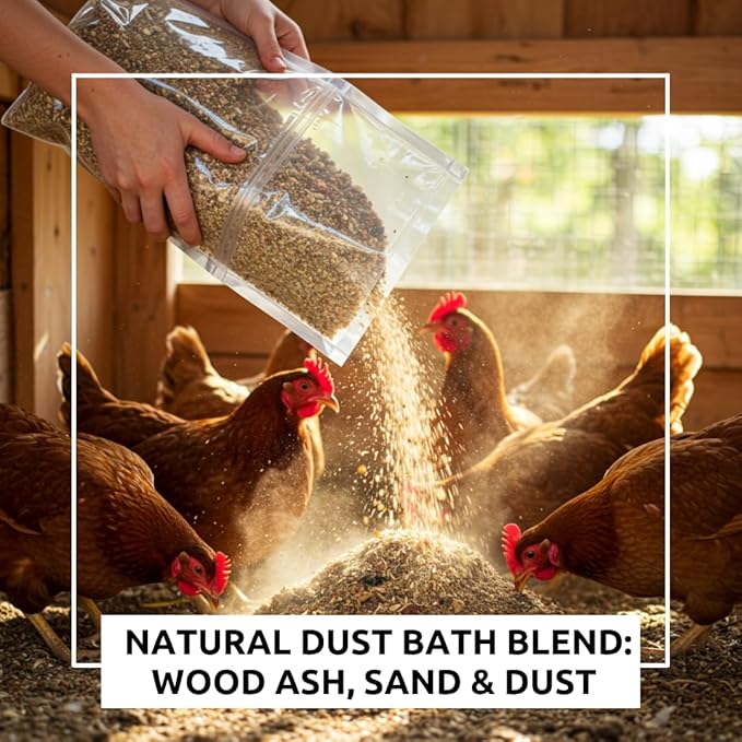 World’s Best Chicken Dust Bath – Natural Wood Ash, Sand & Fine Dust Blend – Safe for All Chickens (12 Ounces)