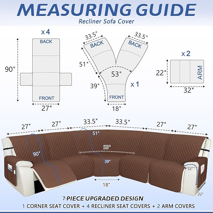 Arfntevss Recliner Sectional Couch Covers 1OO% Waterproof L Shape Sofa Cover