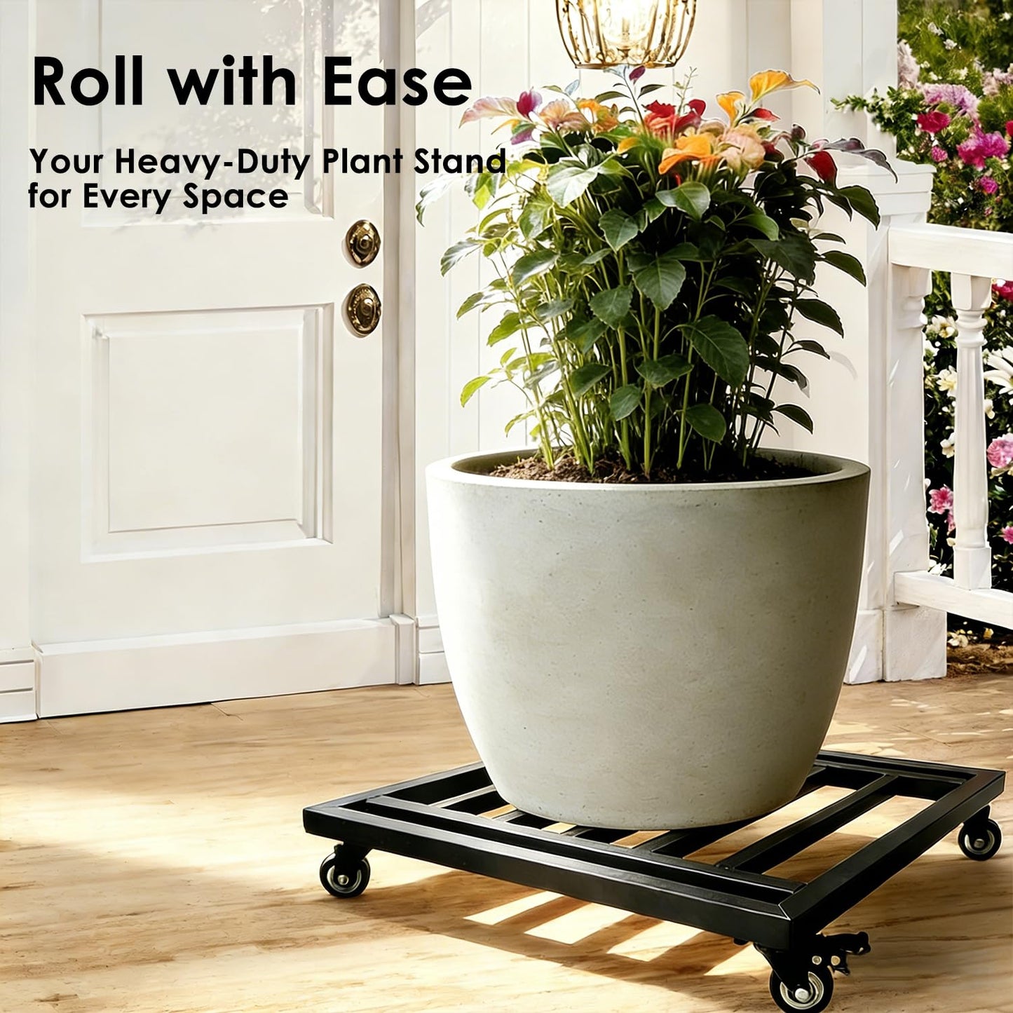Hongsane 22" Plant Caddy with Wheels Heavy Duty,600Lbs Large Metal Plant Dolly,Rolling Square Plant Stand with Industrial Casters,Rust-Proof Plant Rollers for Large Planters,Pots,1 Pack