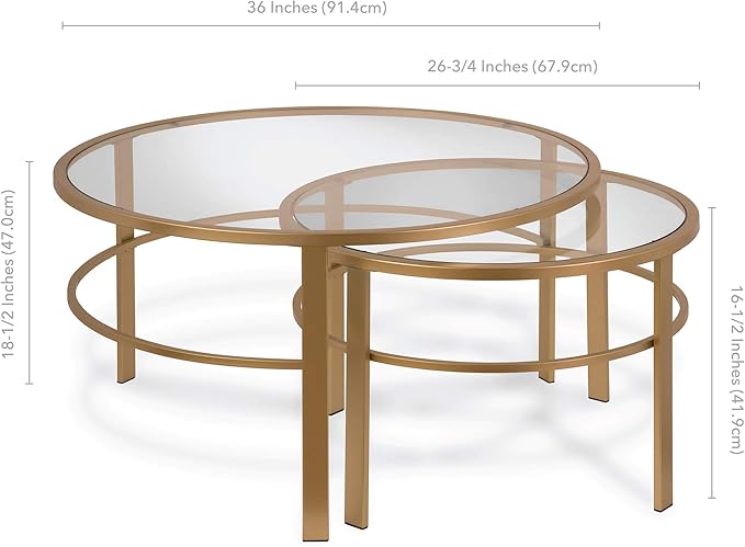 Henn&Hart Round Nested Coffee Table in Brass, Coffee Table coffee tables