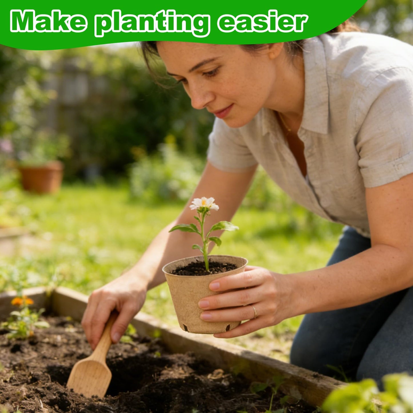 JNYONG 60 Packs 4 Inch Peat Pots,Biodegradable Pots for Seedlings with Drainage Holes, Garden Germination Nursery Pots with 50Pcs Plant Labels
