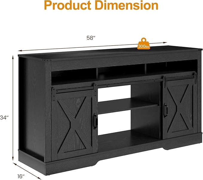 RoyalCraft Farmhouse TV Stand for 65+ Inch TV, Tall Entertainment Center