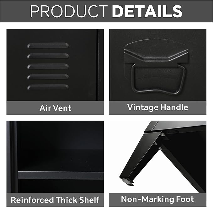MIOCASA Metal Storage Cabinet, 3 Door TV Stand, Metal TV Cabinet